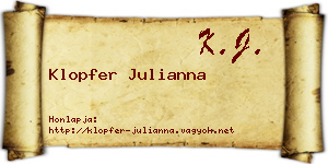 Klopfer Julianna névjegykártya